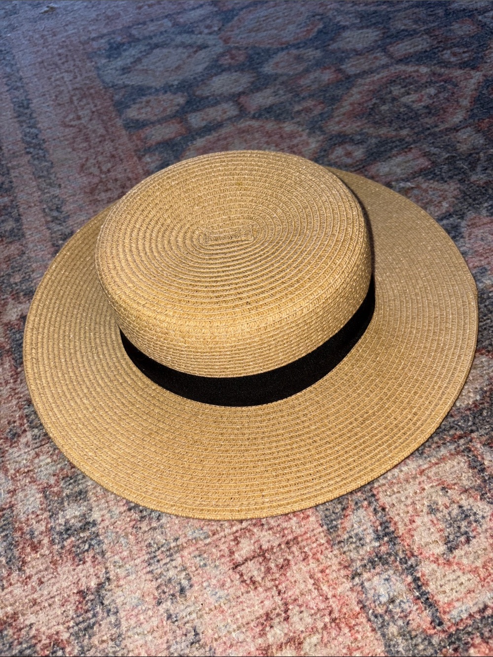 Target Women's Natural Straw Boater Hat with Black Band
